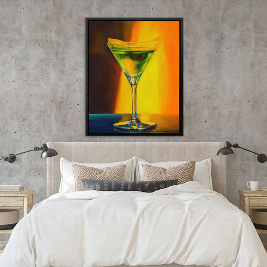 Apple Martini - Contemporary Wall Art in Black Frame