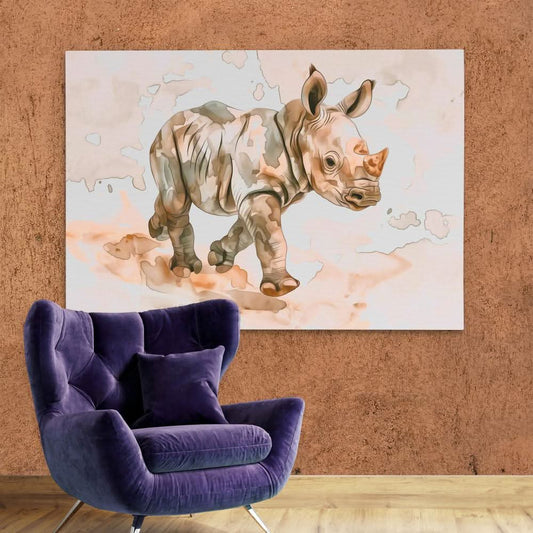 Baby Rhino - Wall Art in Black Frame