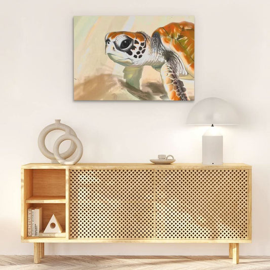 Baby Turtle - Watercolor Wall Art in Black Frame