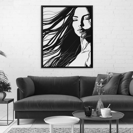Beauties Gaze - Figurative Wall Art in Black Frame