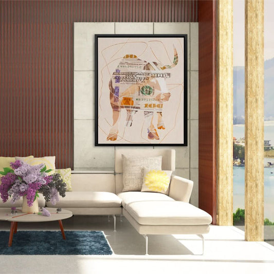 Big Bucks - Minimalist Wall Art in Black Frame