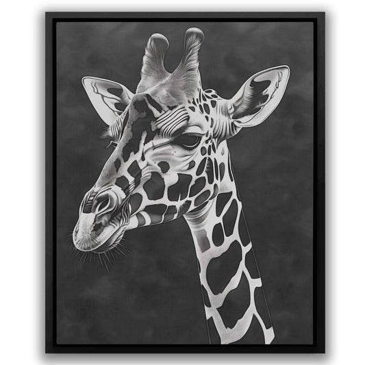 Black and White Giraffe - Wall Art in Black Frame
