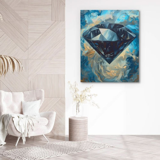 Black Diamond in the Sky - Abstract Wall Art in Black Frame