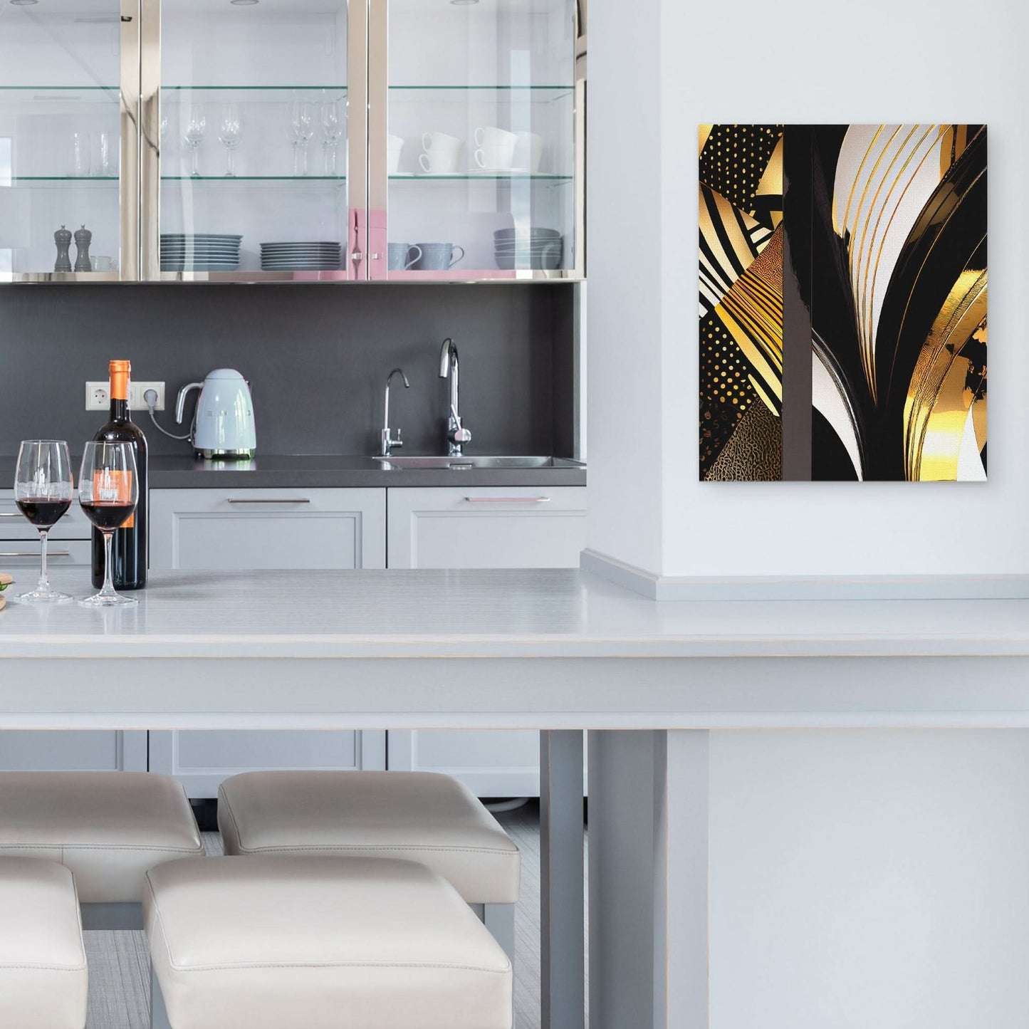 Black Gold Abstract V-1 - Abstract Wall Art Print