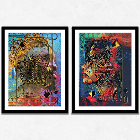 Black King and Queen of Spades Semi-Gloss Prints - Wall Art in Black Frame