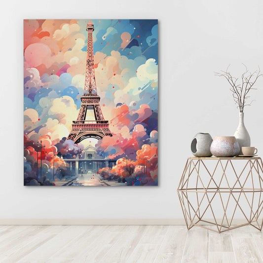 Blue Paris - Abstract Wall Art in Black Frame