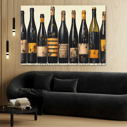 Bottle Harmony - Wall Art in Black Frame