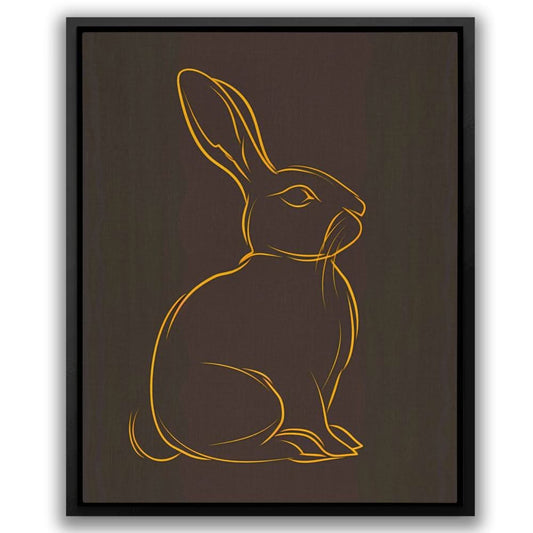 Brown and Gold Rabbit - Wall Art in Black Frame