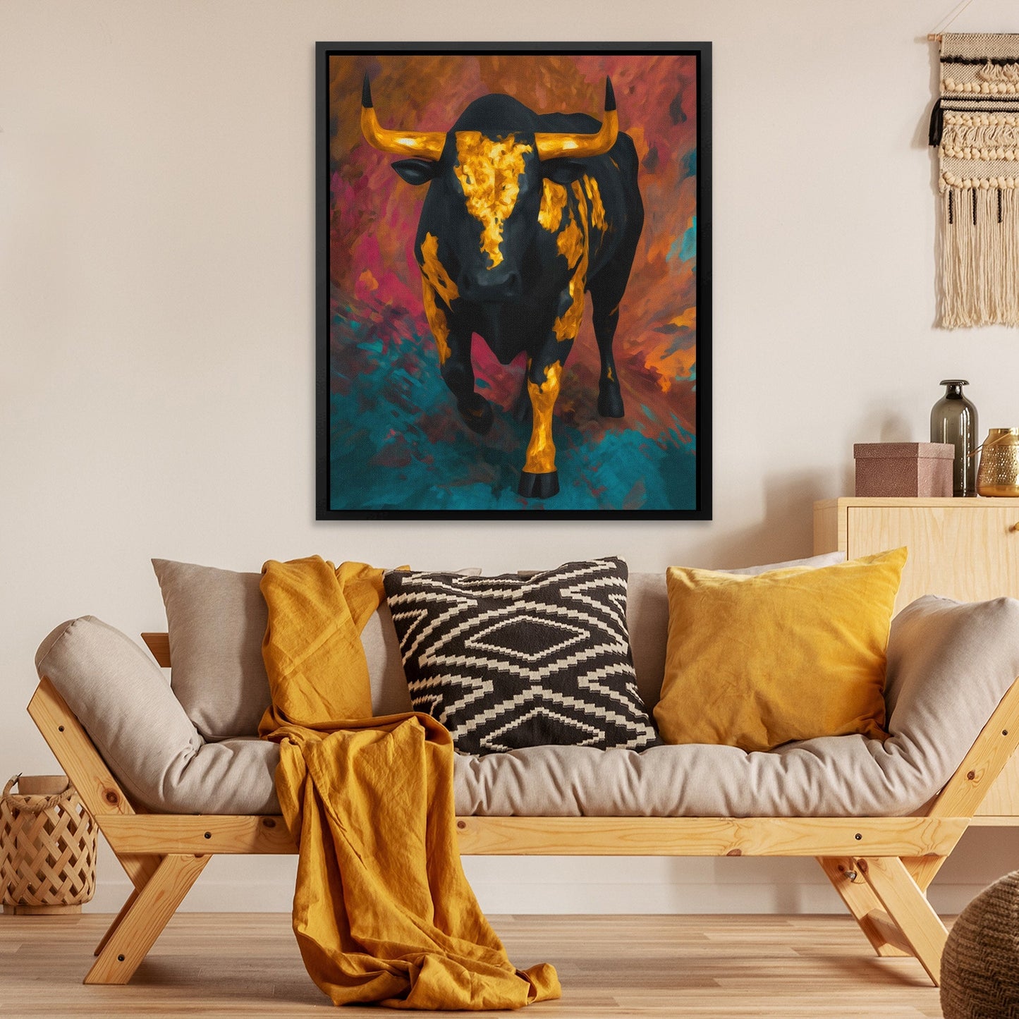 Bull's Inferno Charge II - Luxury Wall Art
