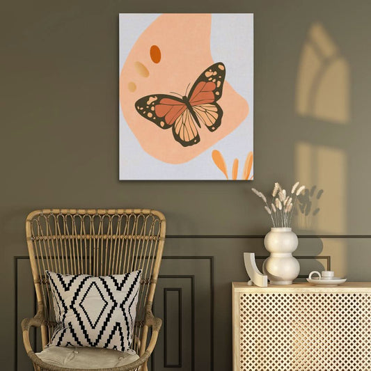 Butterfly in Soft Tones - Bohemian Wall Art in Black Frame