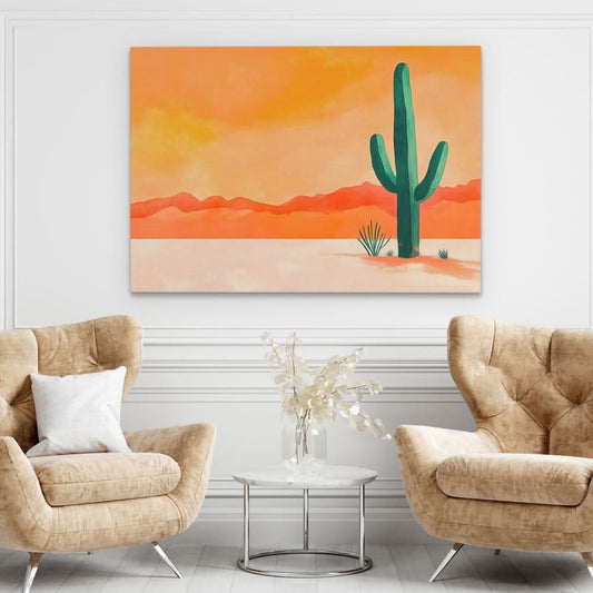 Cactus in the Desert - Wall Art in Black Frame