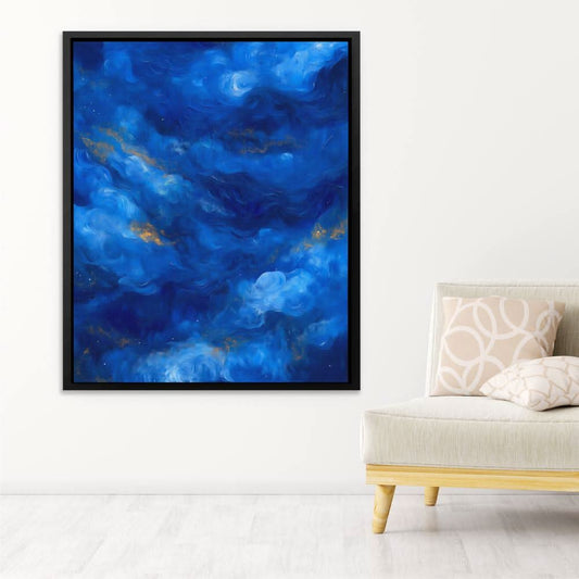 Celestial Drift - Abstract Wall Art in Black Frame