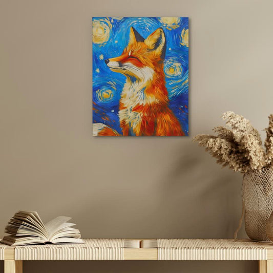 Celestial Fox - Fantasy Wall Art in Black Frame