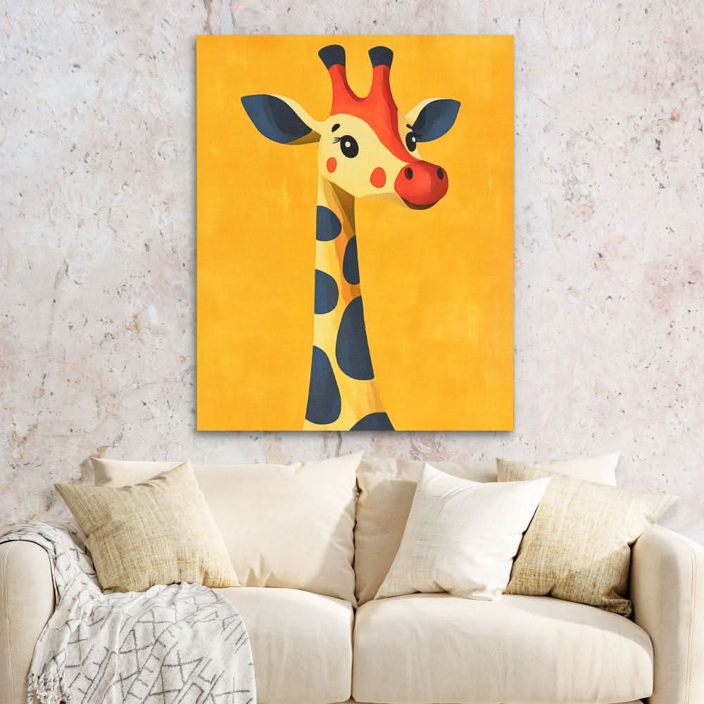 Cheerful Cartoon Giraffe - Wall Art Print