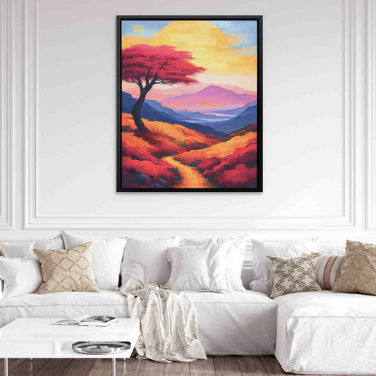 Colorful Prairie - Watercolor Wall Art in Black Frame