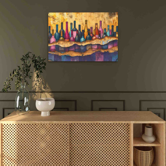 Cracked Wine Bottles - Abstract Wall Art in Black Frame