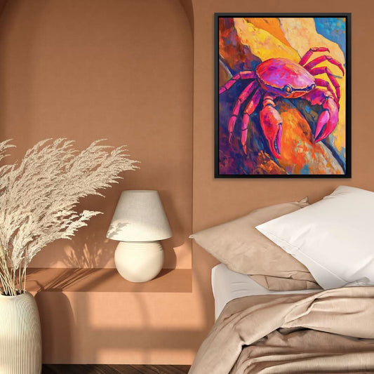 Crimson Rock Crab - Wall Art in Black Frame