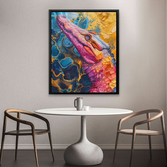 Crocodile Crawl - Abstract Wall Art in Black Frame