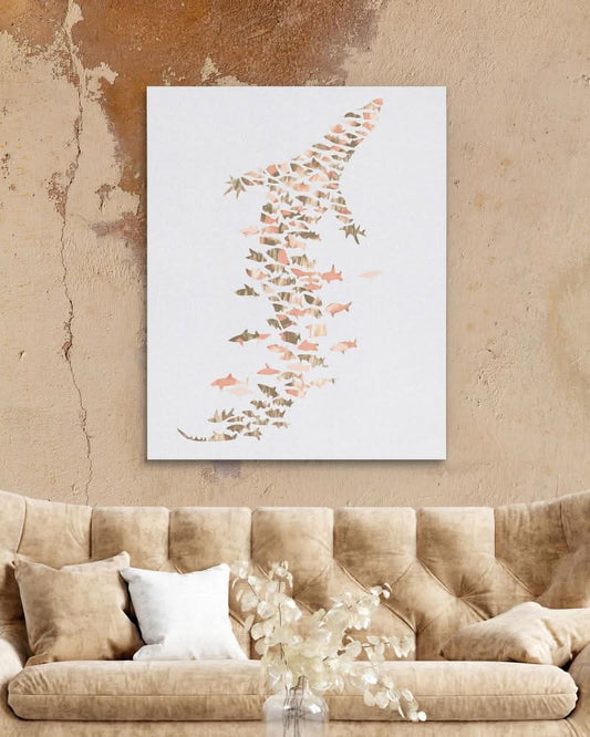 Crocodile in Ocean Forms - Abstract Wall Art in Black Frame