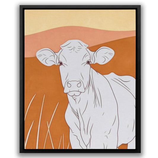 Curious Cow - Wall Art in Black Frame