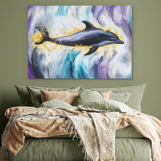 Dark Dolphin - Modern Wall Art in Black Frame