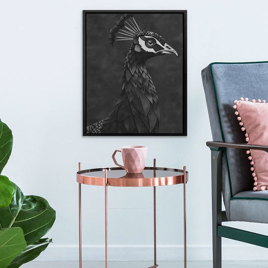 Dark Peacock - Contemporary Wall Art in Black Frame