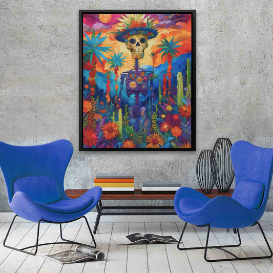 Day of the Dead - Psychedelic Wall Art in Black Frame