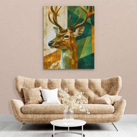 Deer in Technicolor - Abstract Wall Art in Black Frame