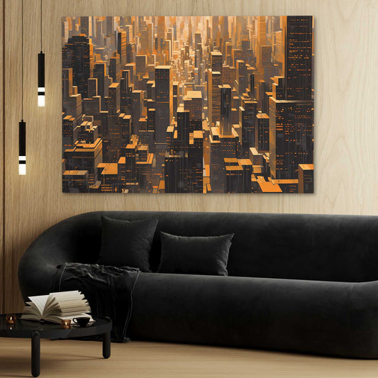Dream Filled City - Abstract Wall Art in Black Frame