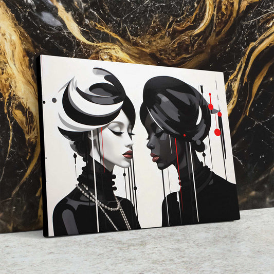 Duality Beauties - Abstract Wall Art in Black Frame