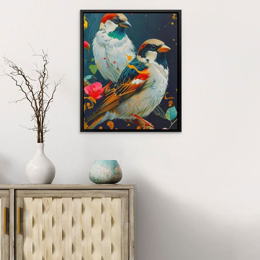 Duet of Birds - Wall Art in Black Frame