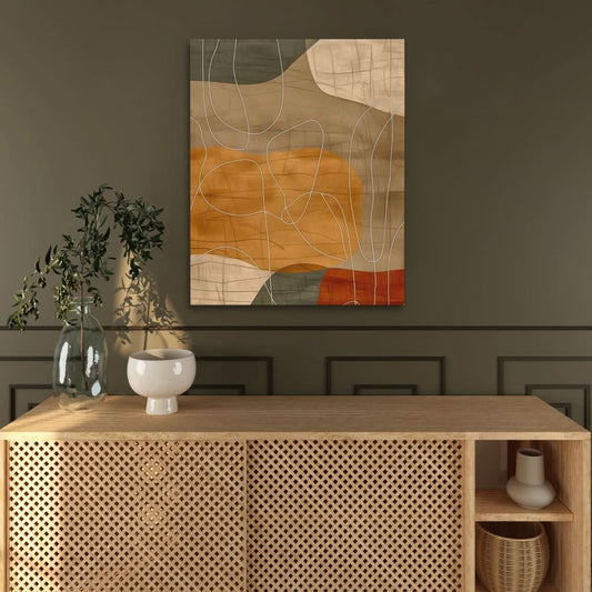 Earthly Tones - Abstract Wall Art in Black Frame