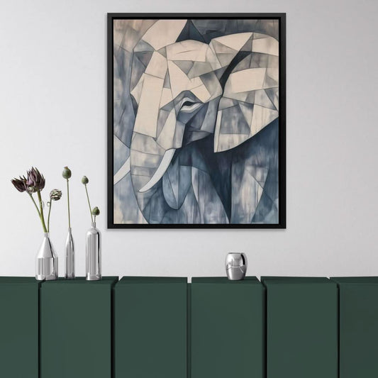 Elephant Mosaic - Abstract Wall Art in Black Frame