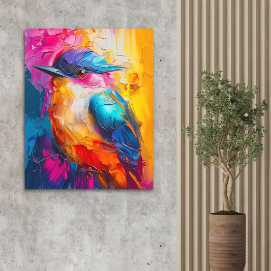 Enchanted Bird - Abstract Wall Art in Black Frame