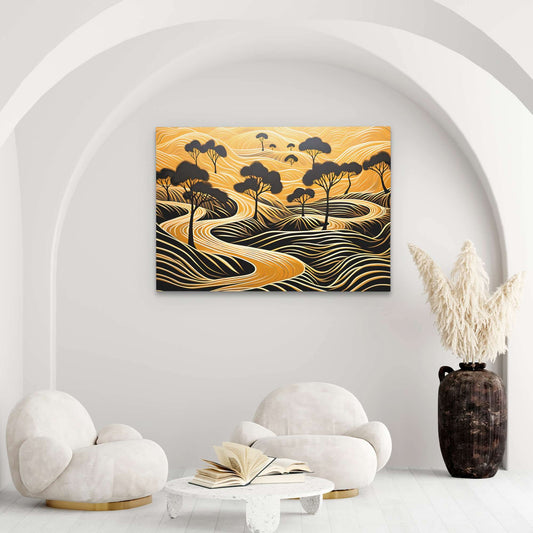 Endless Gold - Wall Art in Black Frame