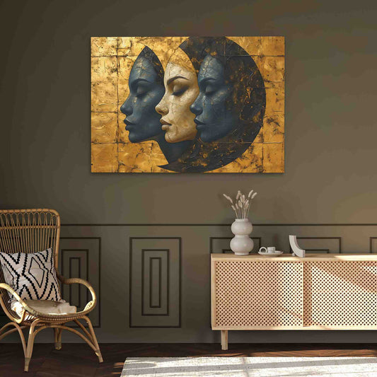 Enigmatic Triplets - Abstract Wall Art in Black Frame
