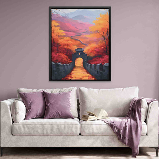 Enter the Great Wall - Wall Art in Black Frame