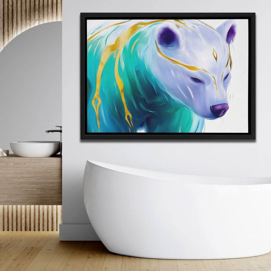 Ethereal Ice Bear - Abstract Wall Art in Black Frame