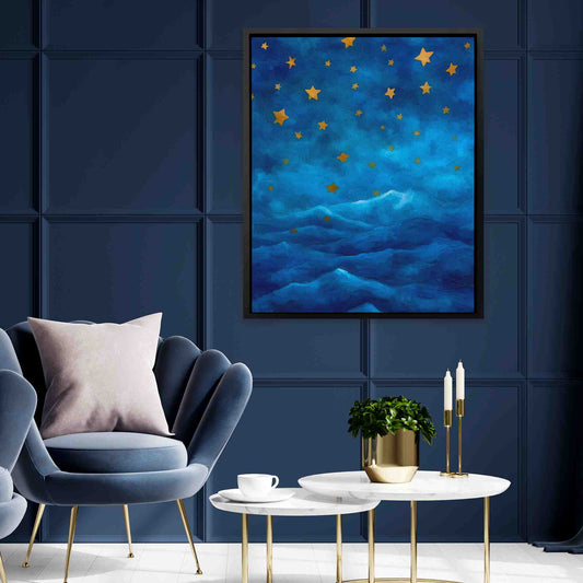 Falling Stars - Abstract Wall Art in Black Frame