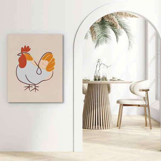 Farmyard Cluck - Minimalist Wall Art in Black Frame