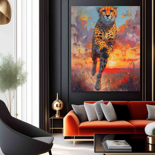 Fierce Predator - Impressionist Wall Art in Black Frame