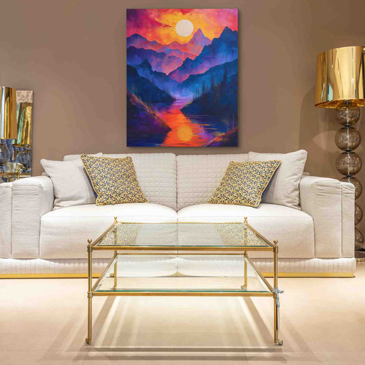 Fiery Sunset - Maximalist Wall Art in Black Frame