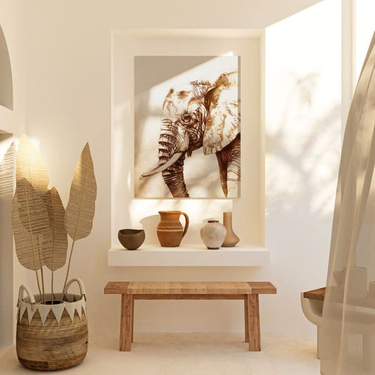 Figure of an Elephant - Modern Wall Art in Black Frame