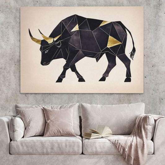 Forged in Gold - Modern Wall Art in Black Frame