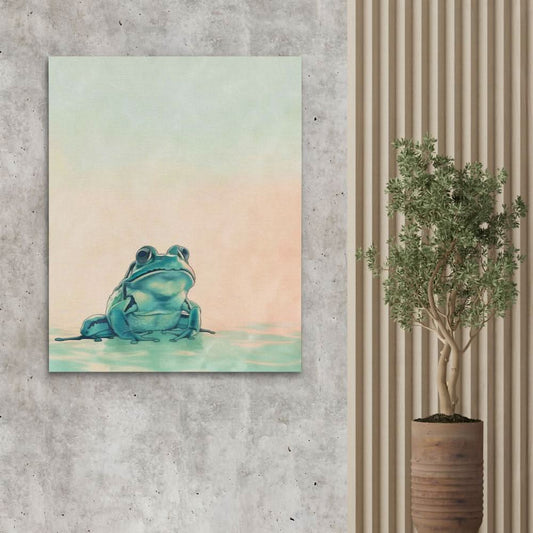Froggy Bliss - Minimalist Wall Art in Black Frame