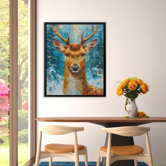 Frozen Antlers - Wall Art in Black Frame
