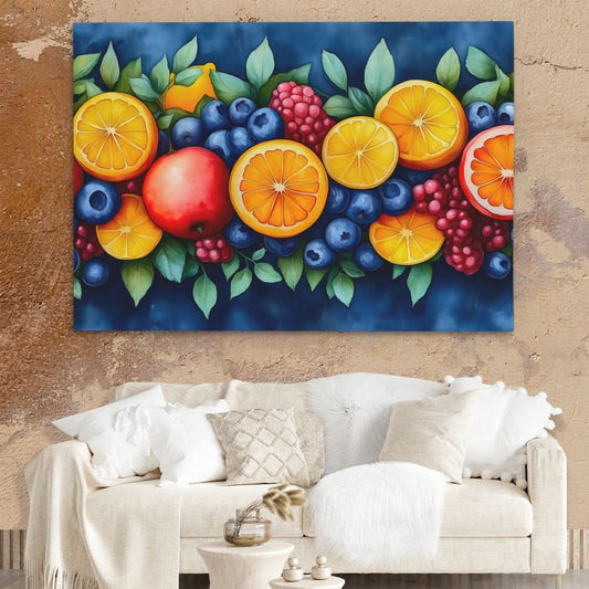 Fruit Wreath - Wall Art in Black Frame