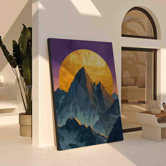 Full Moon Mountain - Wall Art in Black Frame