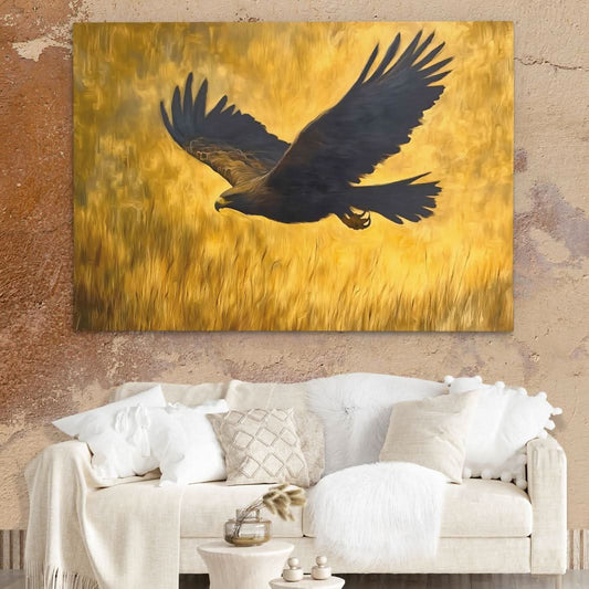 Gold Eagle Paradise - Wall Art in Black Frame