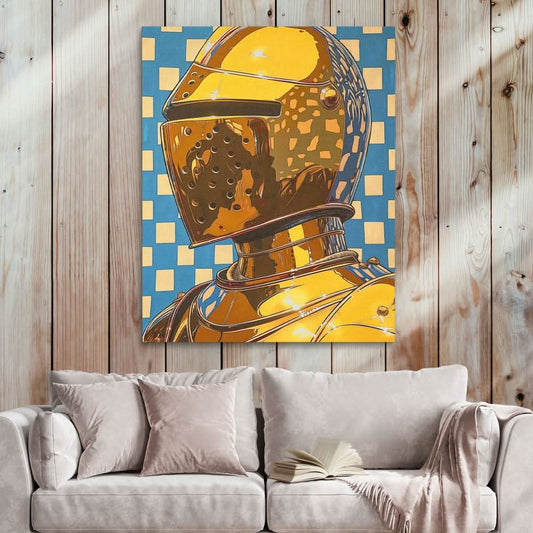 Gold Knight - Pop Art Wall Art in Black Frame